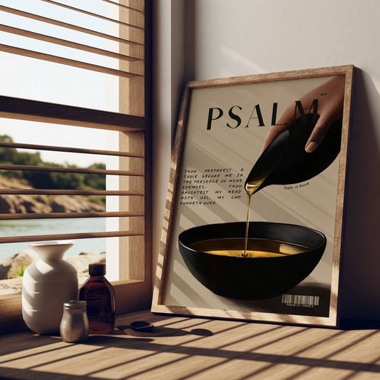 Anointed Psalm 23:5 Christian wall art fine art print and framed canvas by Olives & Grace