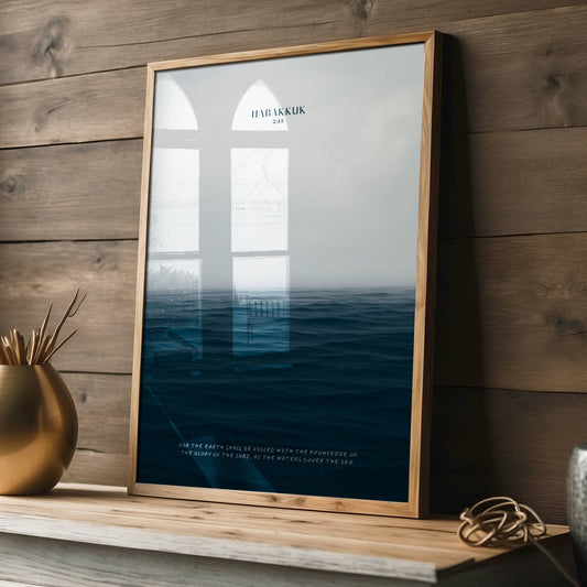 The Sea Habakkuk 2:14 Christian wall art fine art print and framed canvas by Olives & Grace