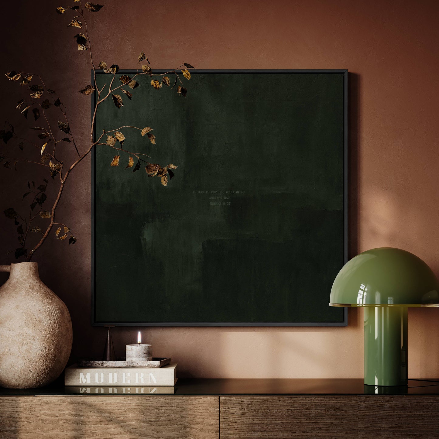 Luxury Green Abstract Christian Wall Art