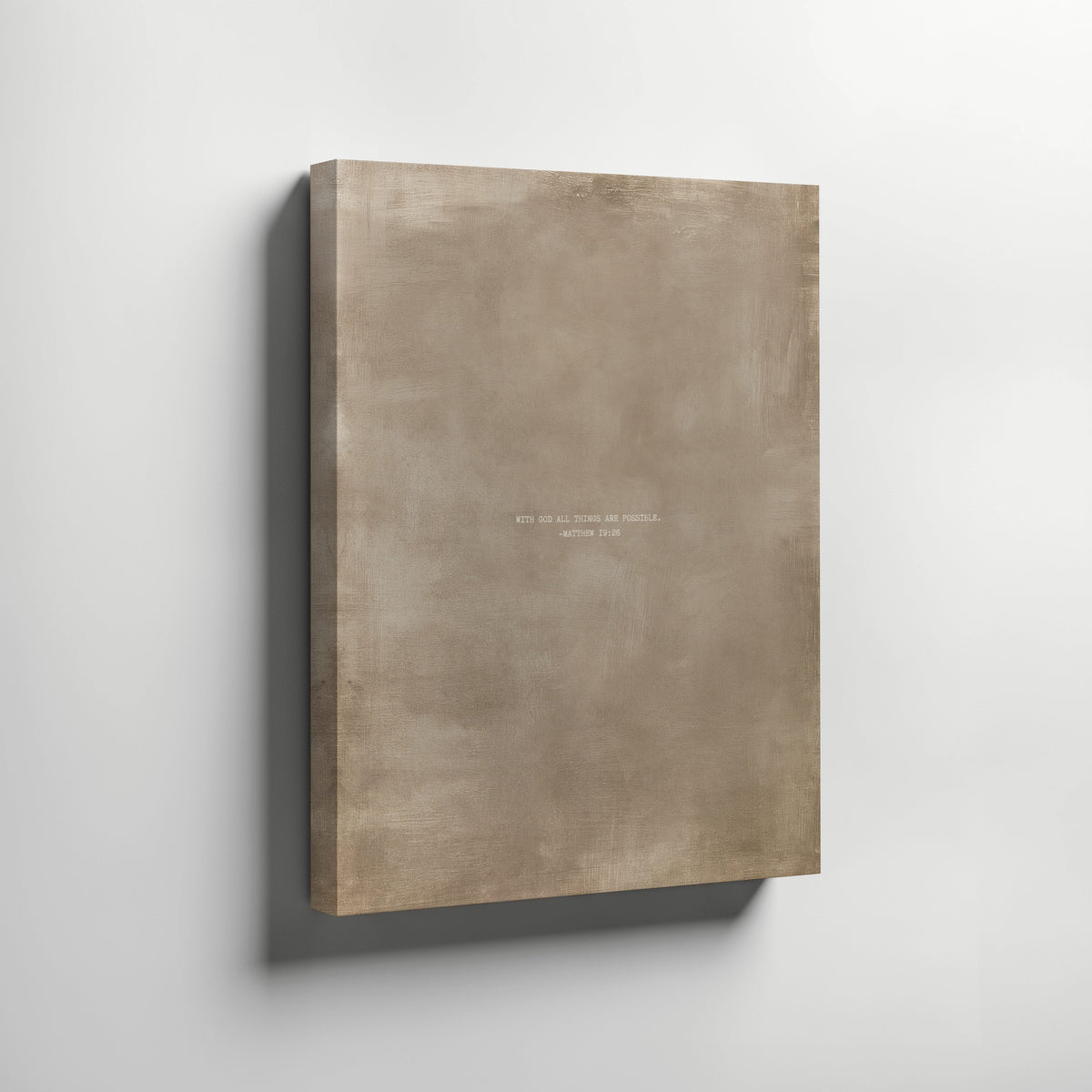 Clay scripture art print with Matthew 19:26, unframed