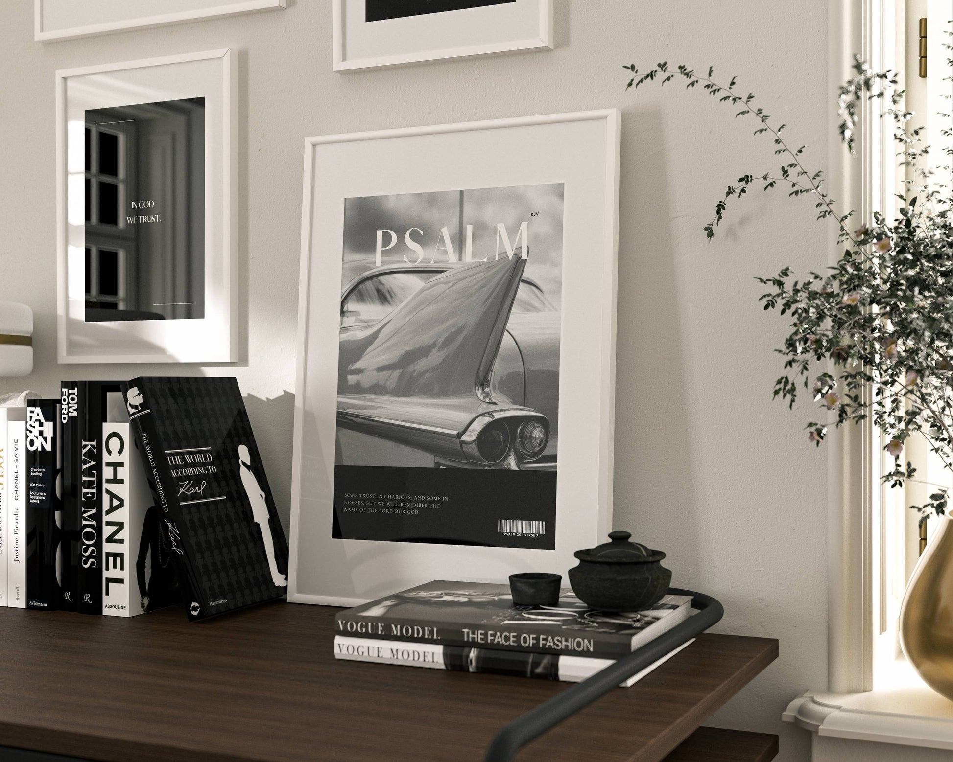 Chariots Psalm 20:7 Christian wall art print by Olives & Grace fine art scripture print