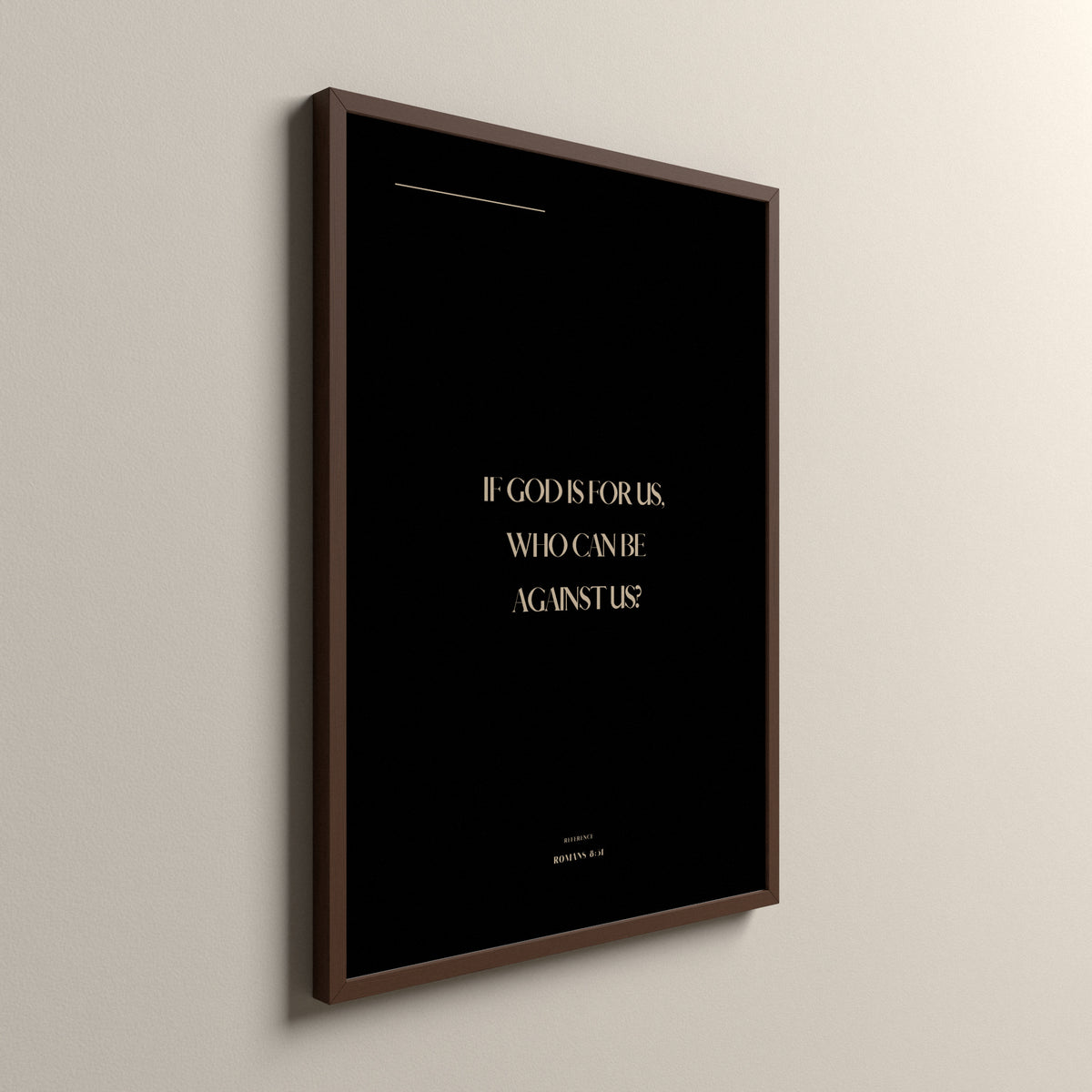 For Us, Romans 8:31, Ashwood Scripture art print in an espresso frame