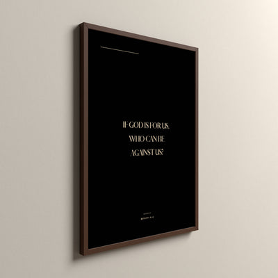 For Us, Romans 8:31, Ashwood Scripture art print in an espresso frame
