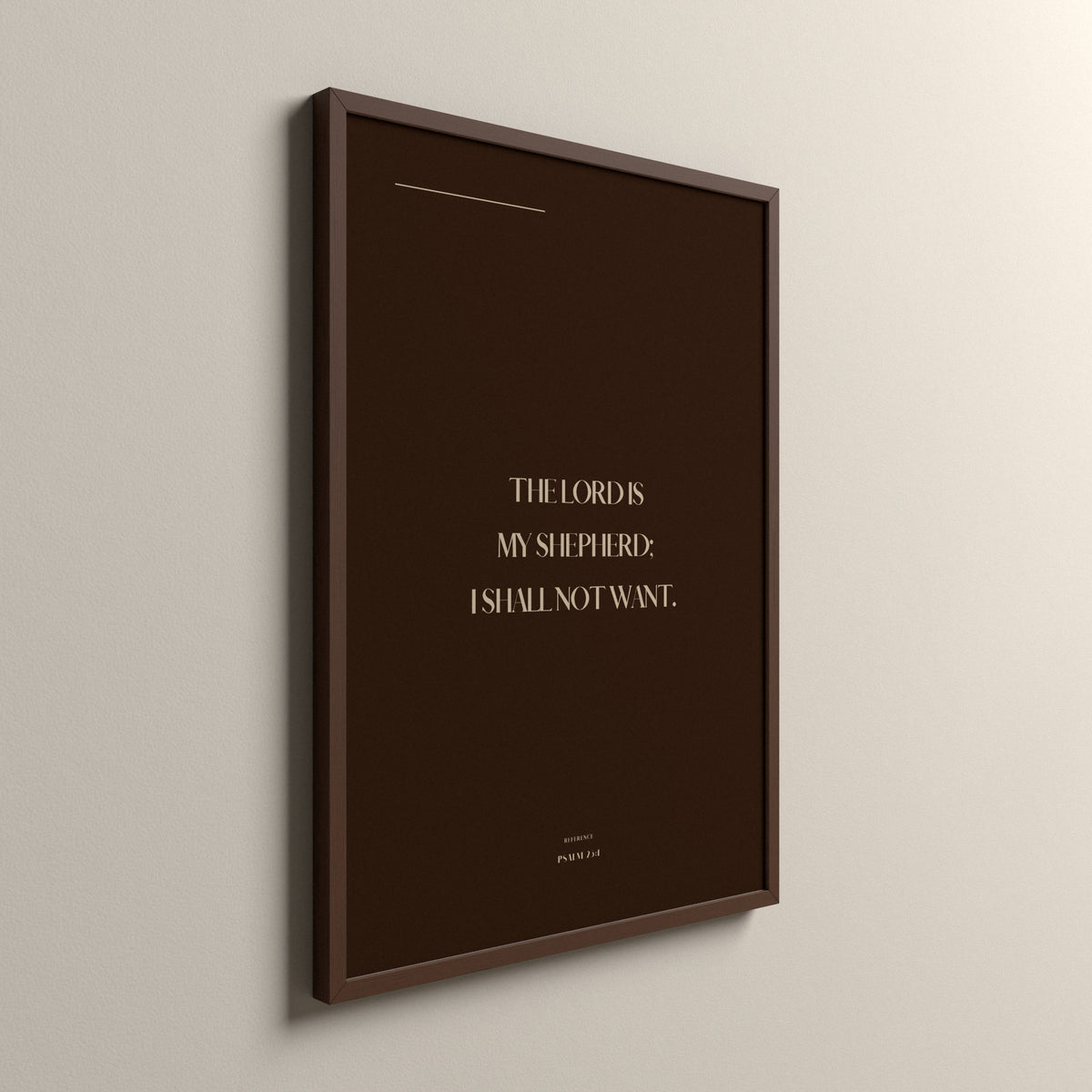 My Shepherd, Psalm 23:1, Cocoa Clay Scripture art print in an espresso frame
