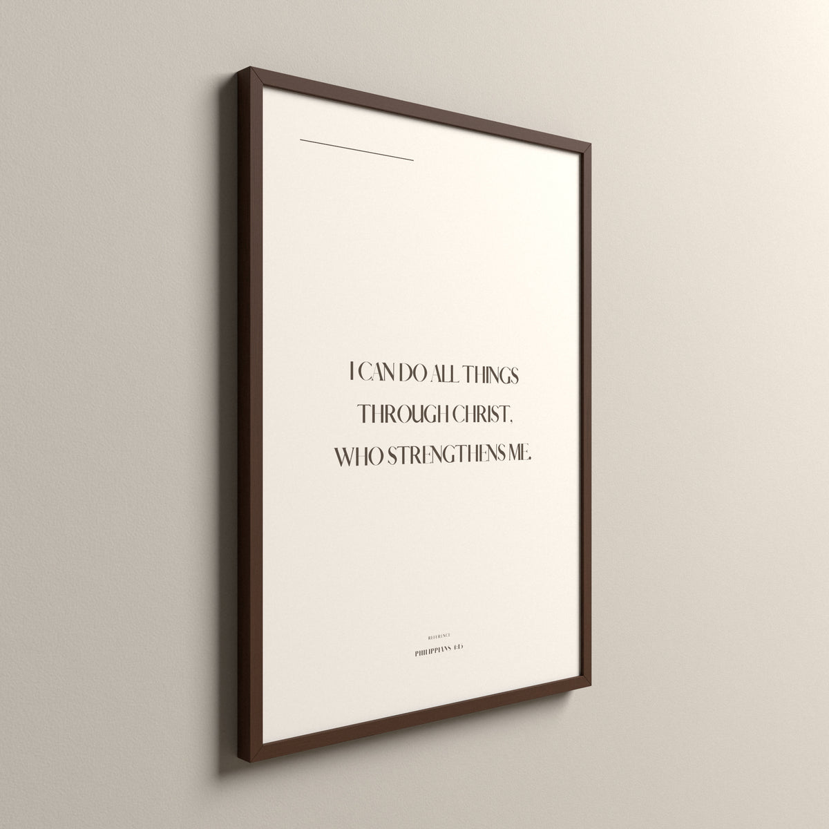 All Things, Philippians 4:13, Sand Stone Scripture art print in an espresso frame