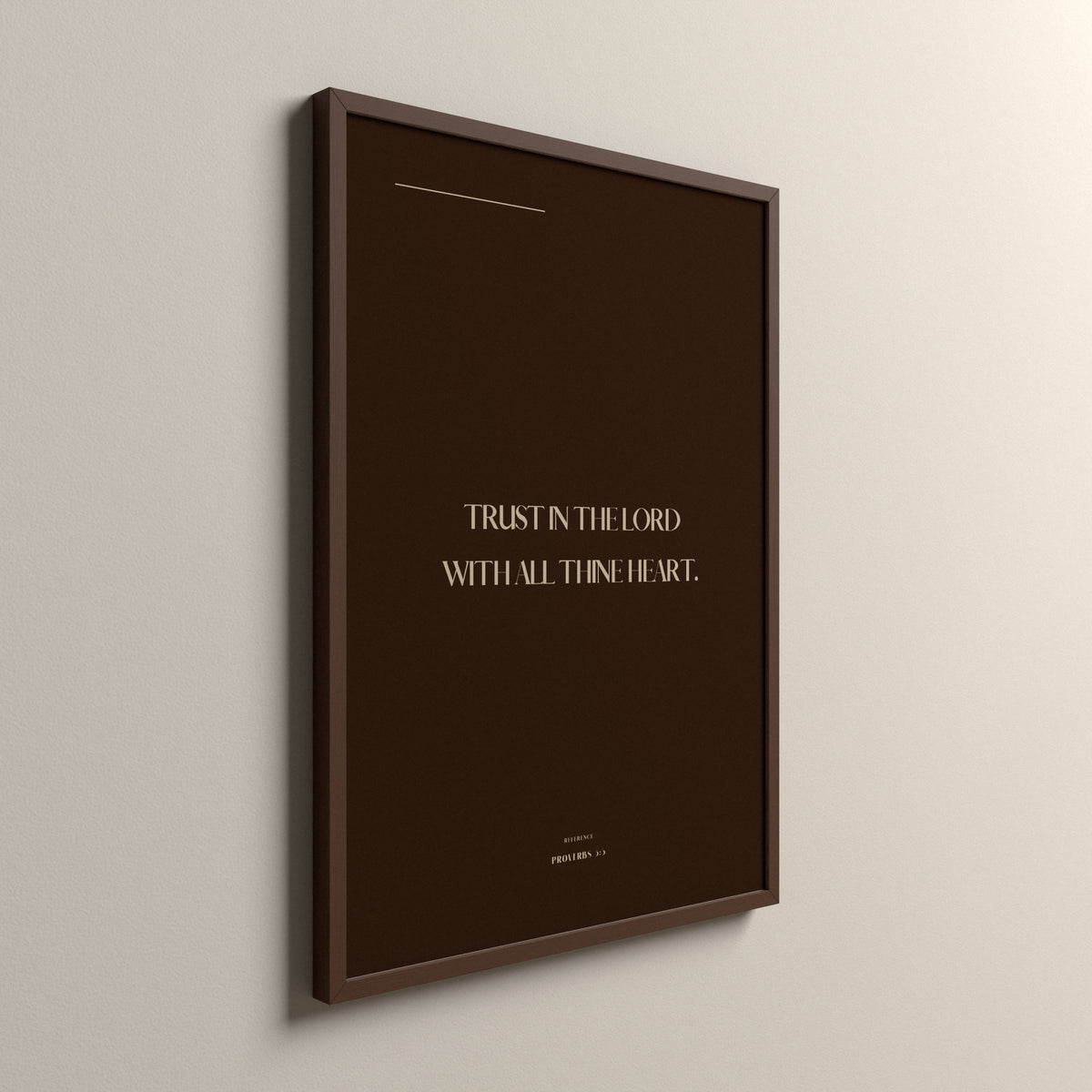 Trust, Proverbs 3:5, Cocoa Clay Scripture art print in an espresso frame