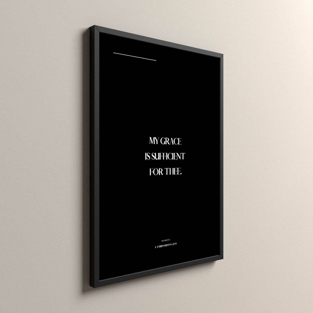 My Grace, 2 Corinthians 12:9, Pure Noir Scripture art print in a black frame