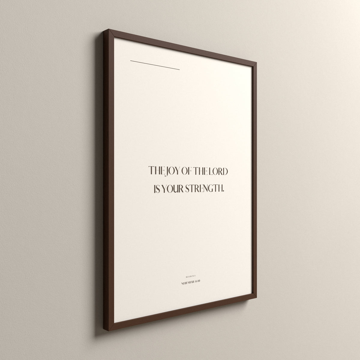 Your Strength, Nehemiah 8:10, Sand Stone Scripture art print in an espresso frame