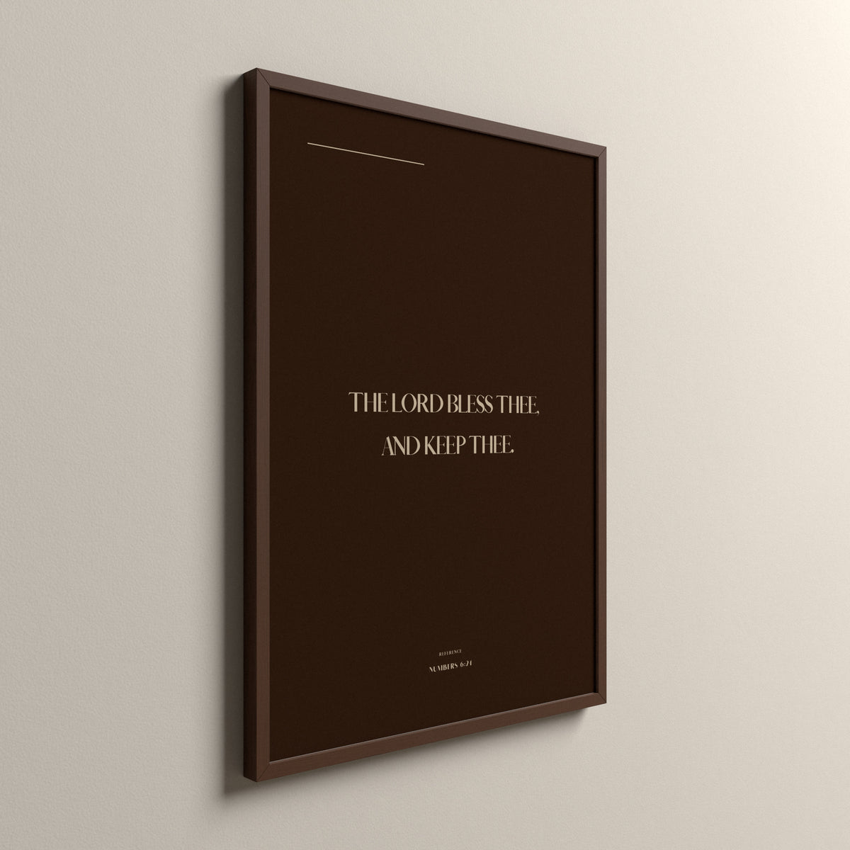 The Blessing, Numbers 6:24, Cocoa Clay Scripture art print in an espresso frame