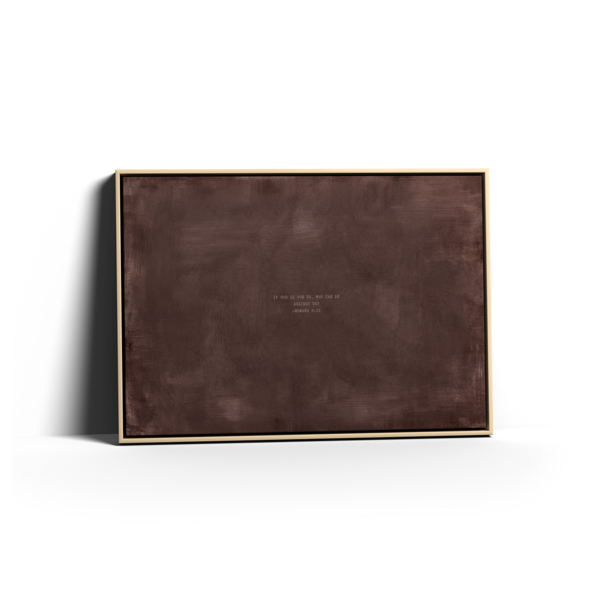 Deep Rose Scripture canvas with Romans 8:31 in a natural frame