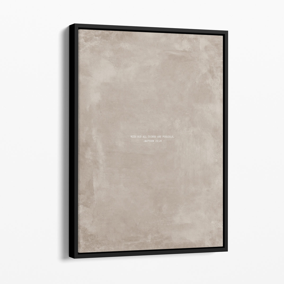 Oat scripture art print with Matthew 19:26 in a black frame