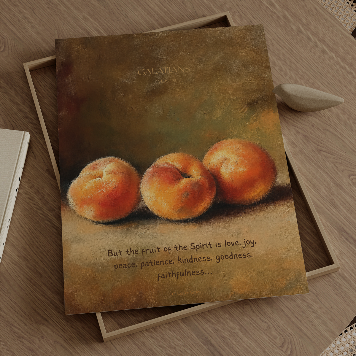 Fruit of the Spirit Galatians 5:22 Christian wall art print by Olives & Grace fine art scripture print
