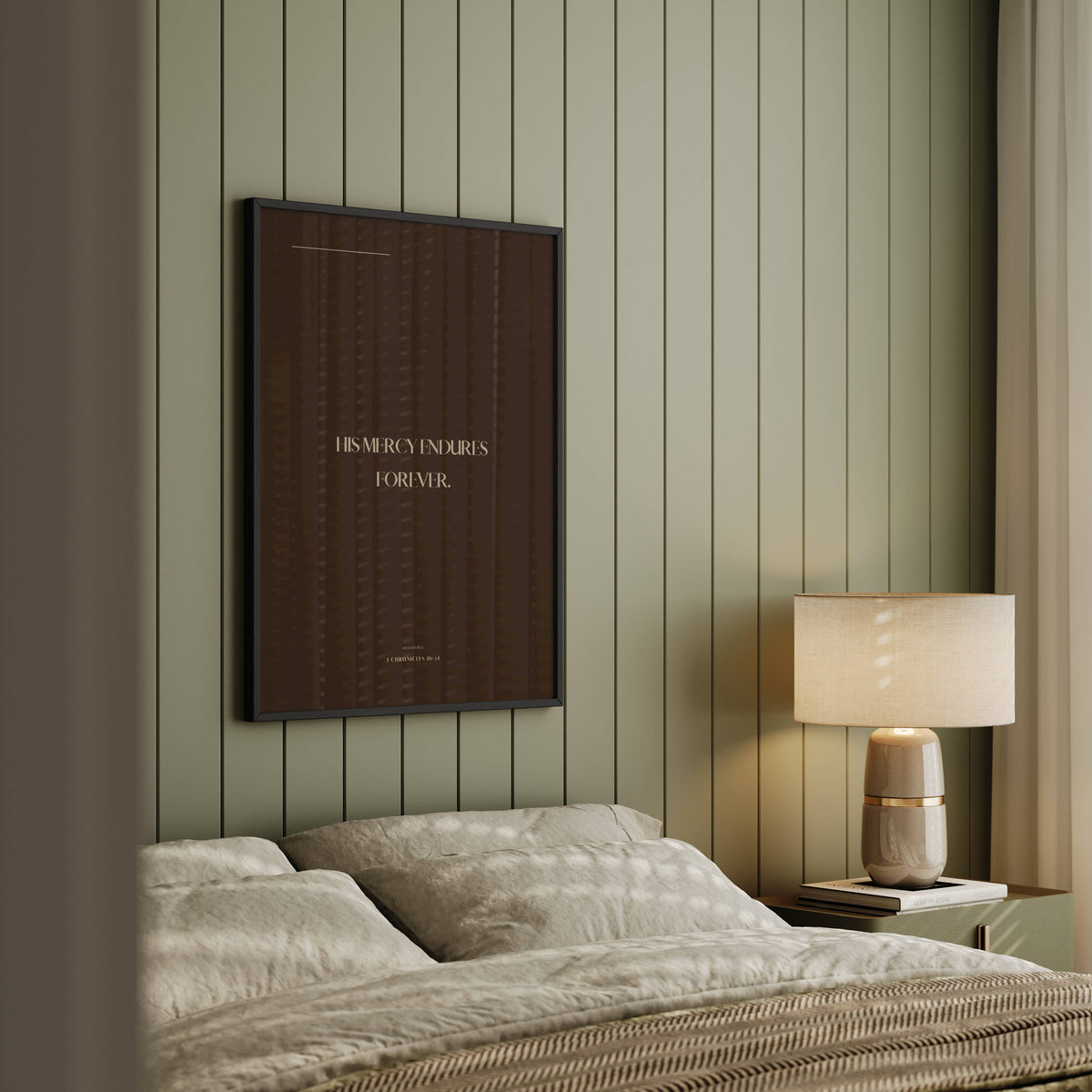 His Mercy 1 Chronicles 16:34 Christian wall art print by Olives & Grace fine art scripture print