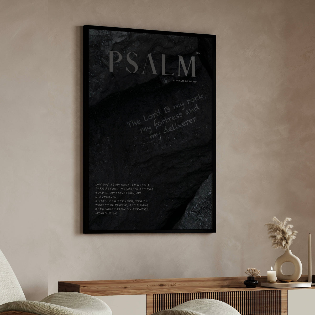 My Rock Psalm 18:2-3 Christian wall art print by Olives & Grace fine art scripture print