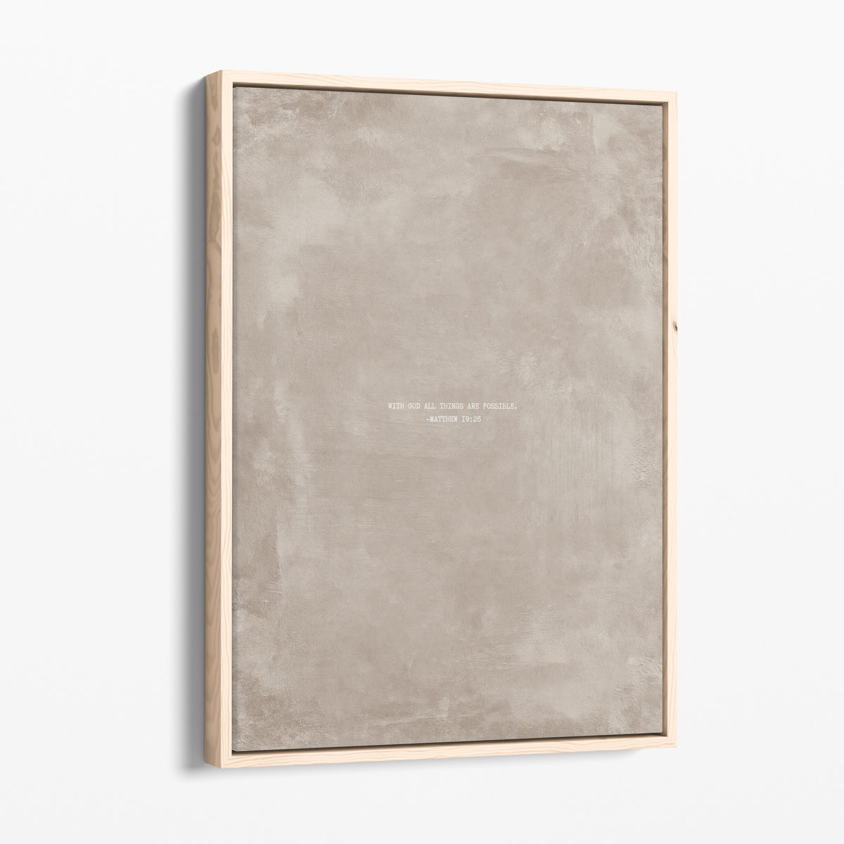 Oat scripture art print with Matthew 19:26 in a natural wood frame