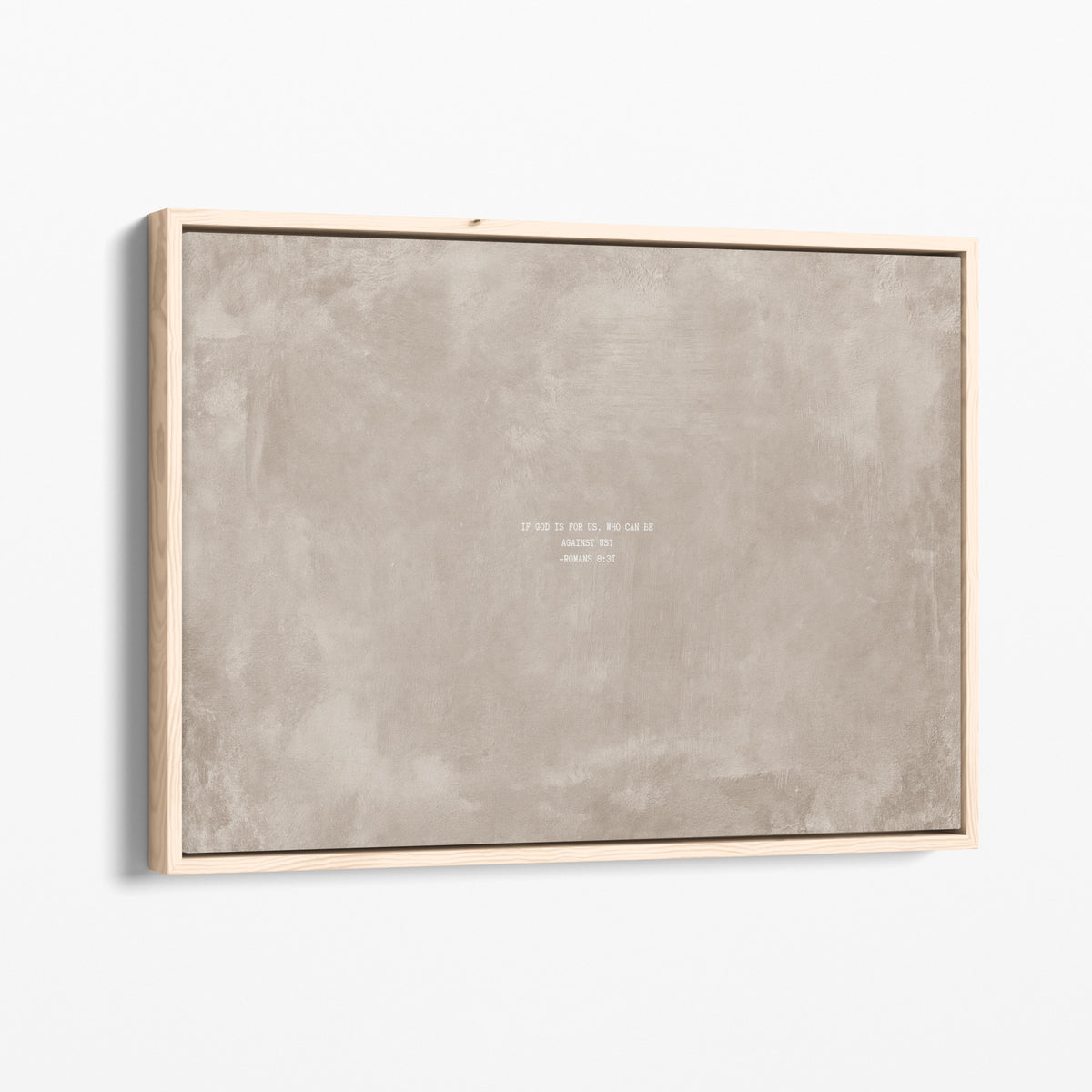 Oat scripture art print with Romans 8:31 in a natural wood frame