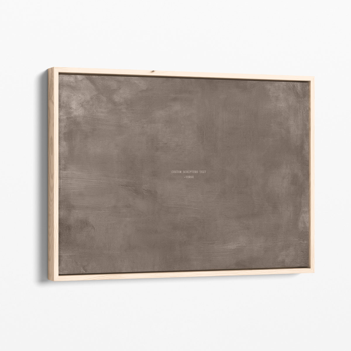 Taupe scripture art print with a custom verse in a natural wood frame