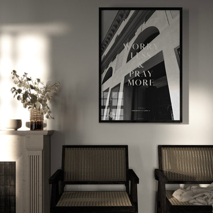 Pray More Philippians 4:6 Christian wall art print by Olives & Grace fine art scripture print