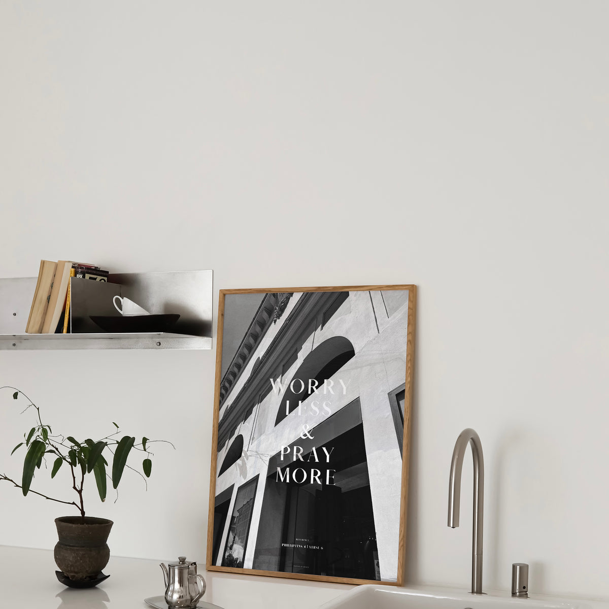 Pray More Philippians 4:6 Christian wall art print by Olives & Grace fine art scripture print