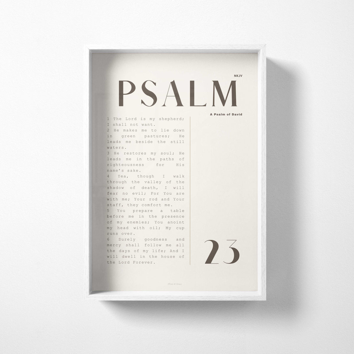 Psalm 23, A Psalm of David Christian wall art print by Olives & Grace fine art scripture print