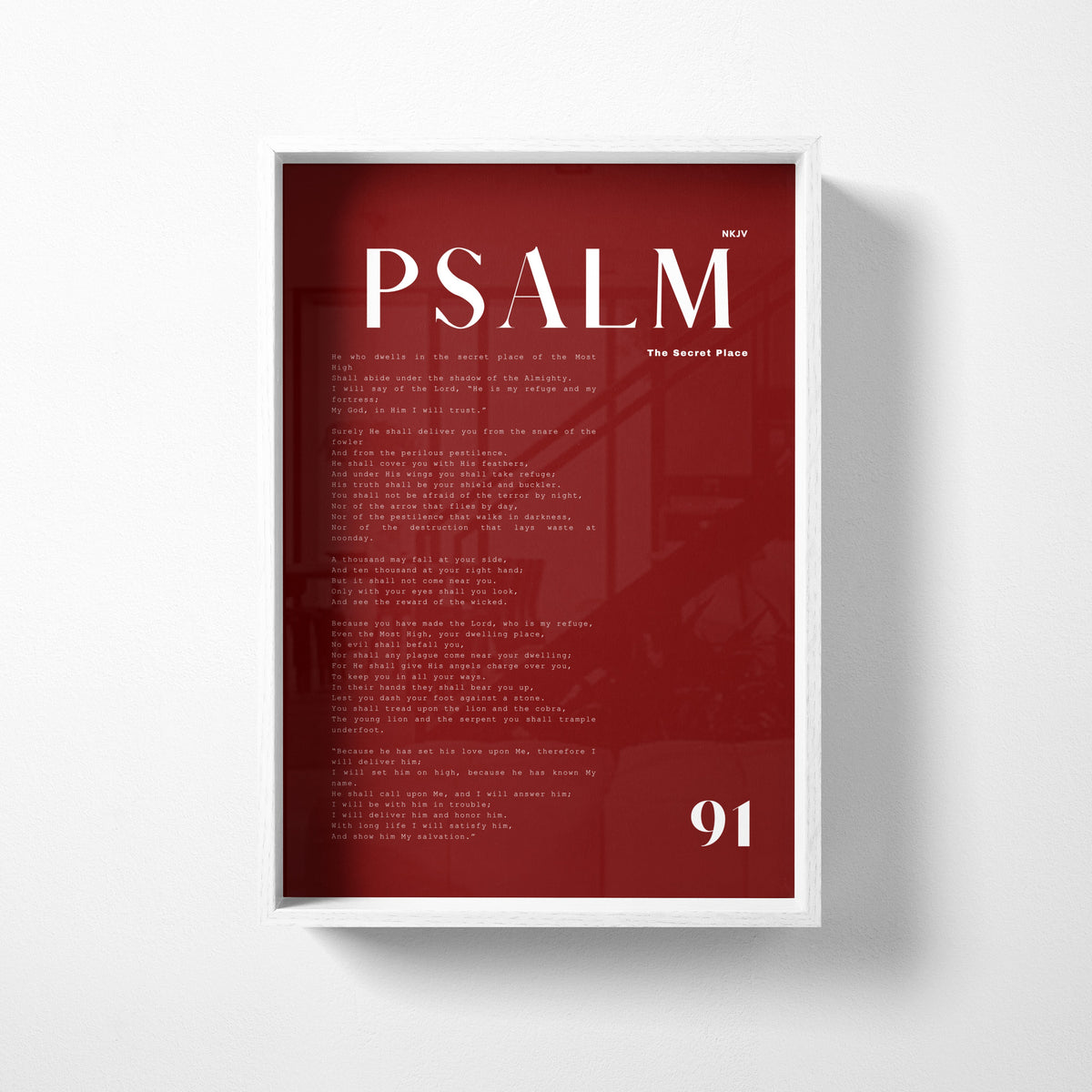 PSALM 91 Christian wall art print by Olives & Grace fine art scripture typography print