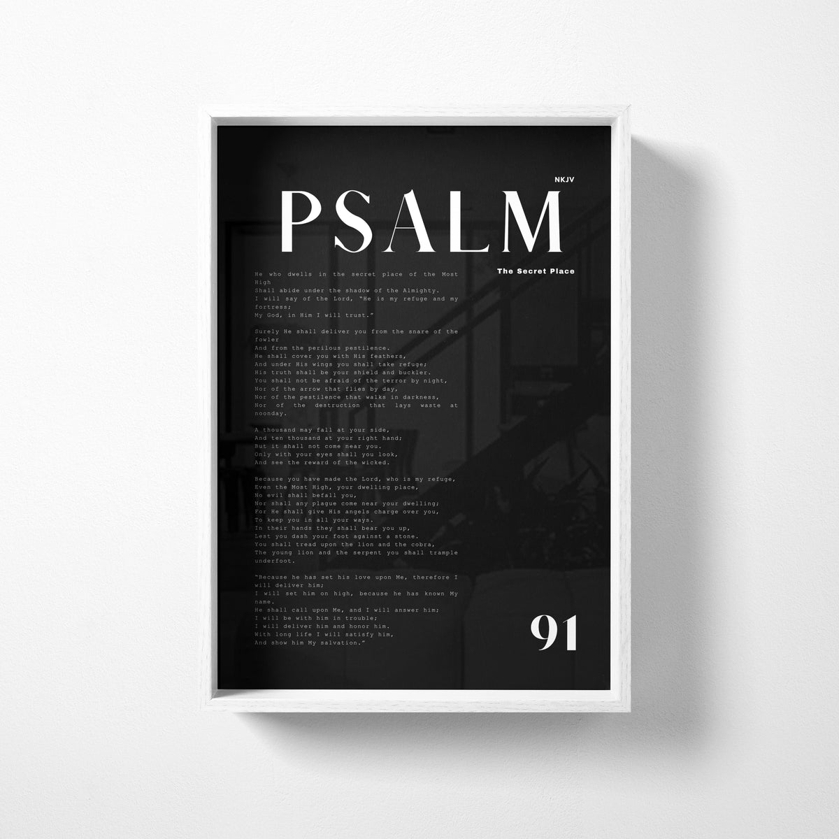 PSALM 91 Christian wall art print by Olives & Grace fine art scripture typography print
