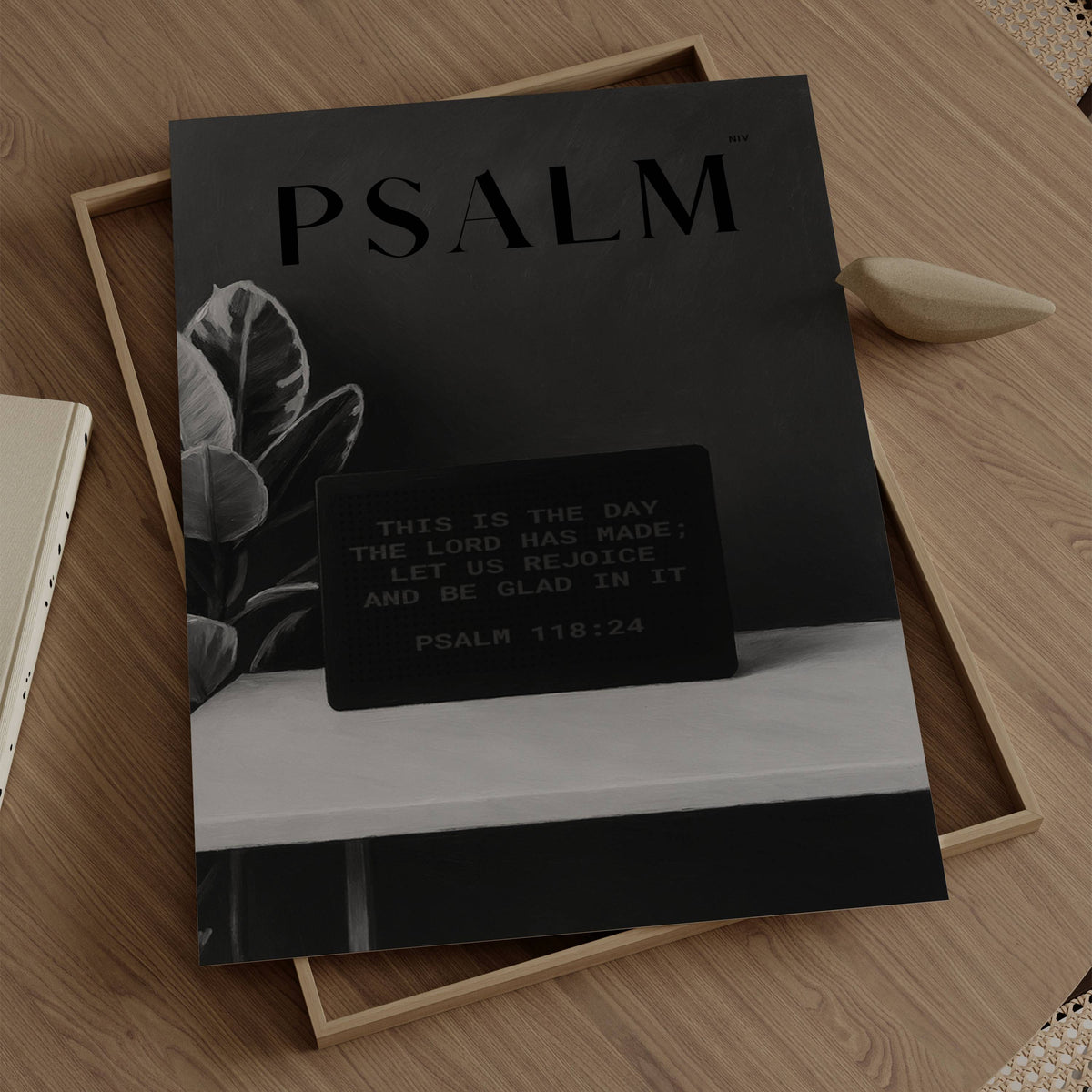 Rejoice Psalm 118:24 Christian wall art print by Olives & Grace fine art scripture print