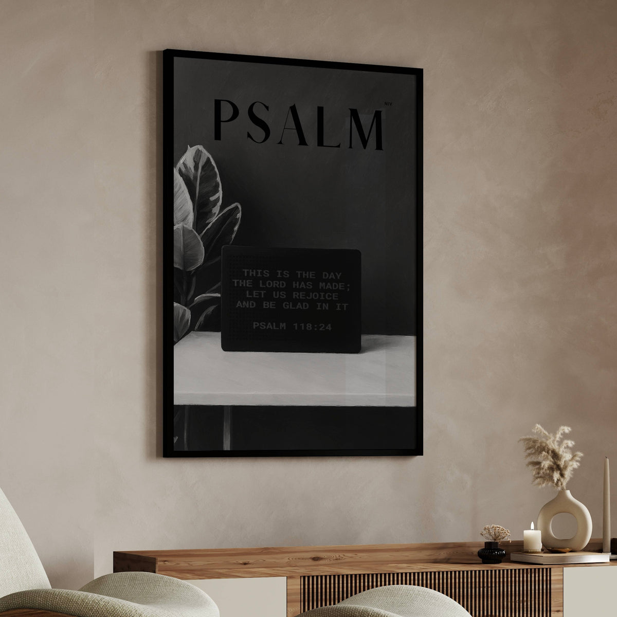 Rejoice Psalm 118:24 Christian wall art print by Olives & Grace fine art scripture print
