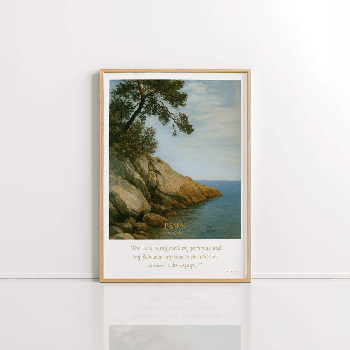 The Rock Psalm 18:2 Christian wall art print by Olives & Grace fine art scripture print
