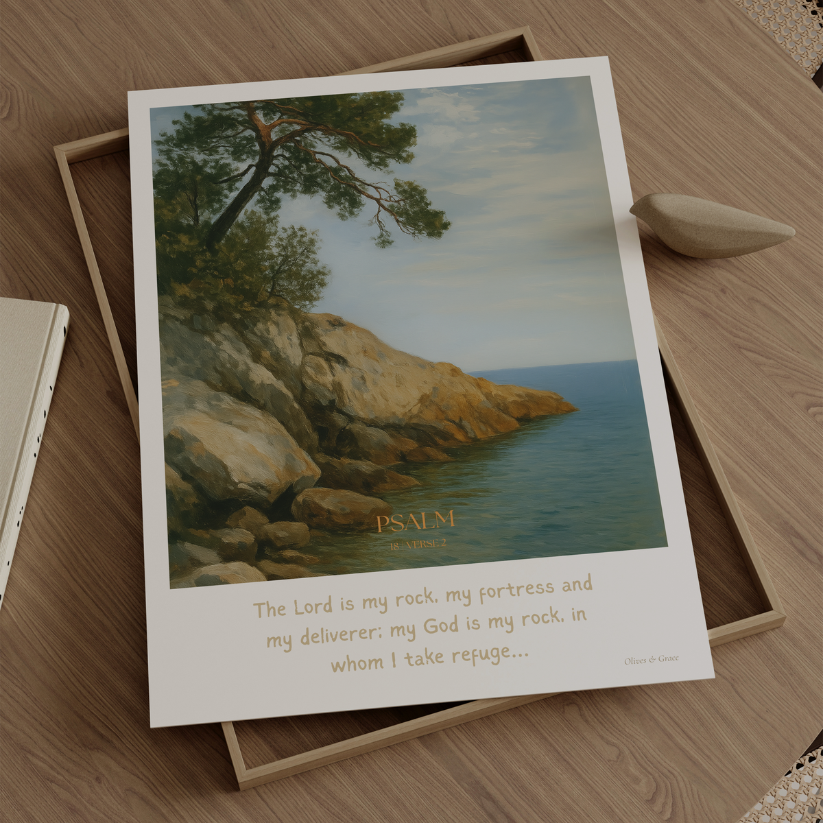 The Rock Psalm 18:2 Christian wall art print by Olives & Grace fine art scripture print