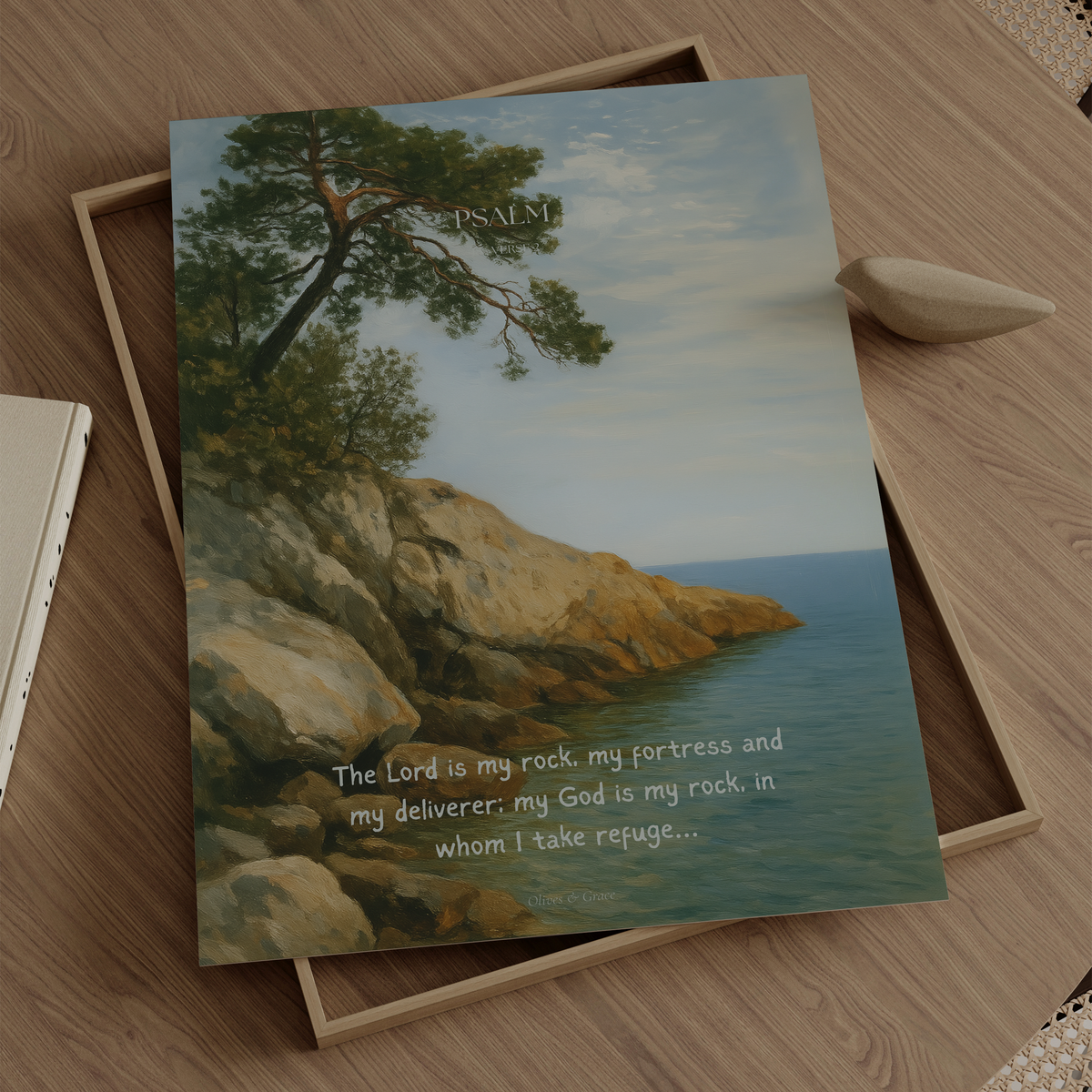 The Rock Psalm 18:2 Christian wall art print by Olives & Grace fine art scripture print
