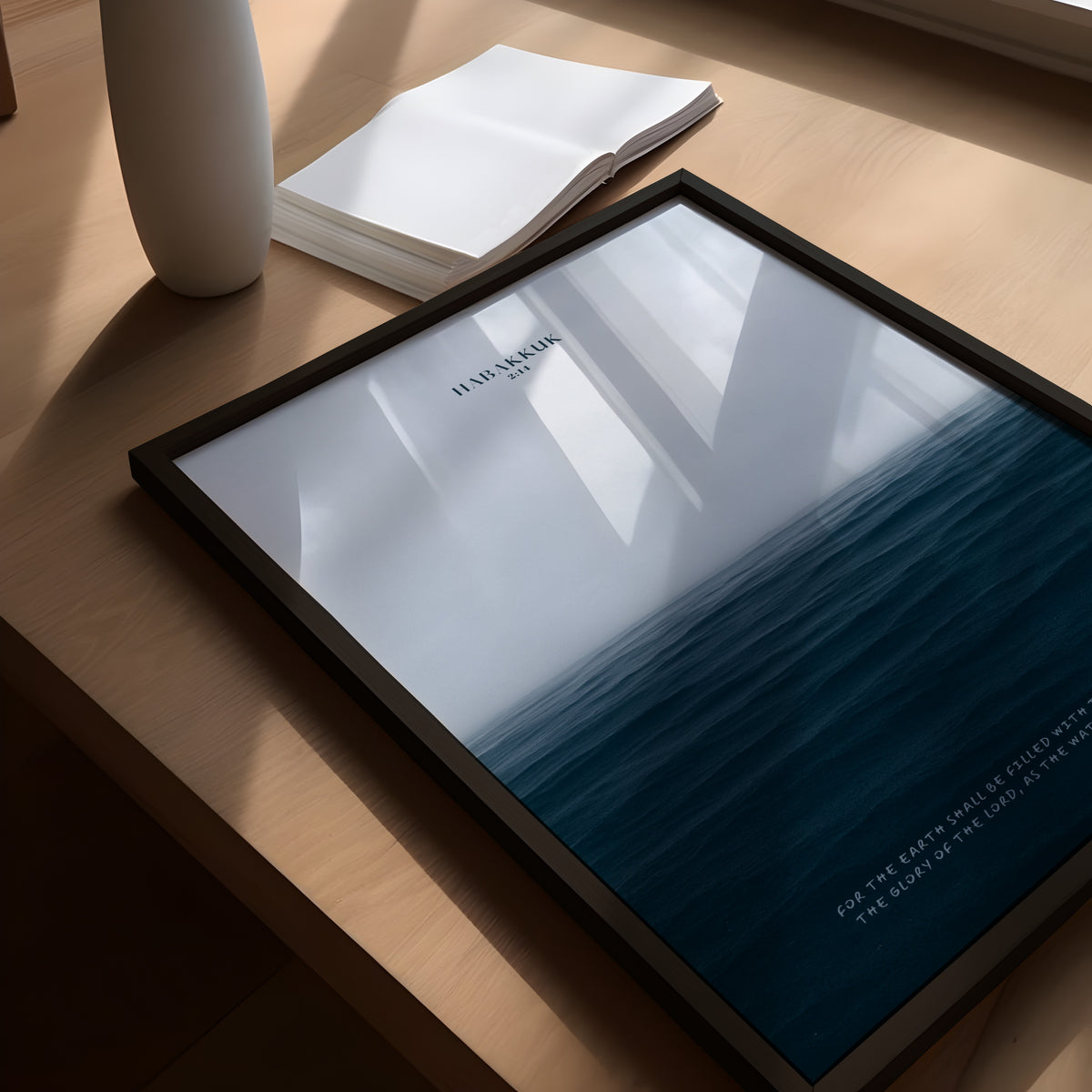 The Sea Nº 1 Habakkuk 2:14 Christian wall art print by Olives & Grace fine art scripture print