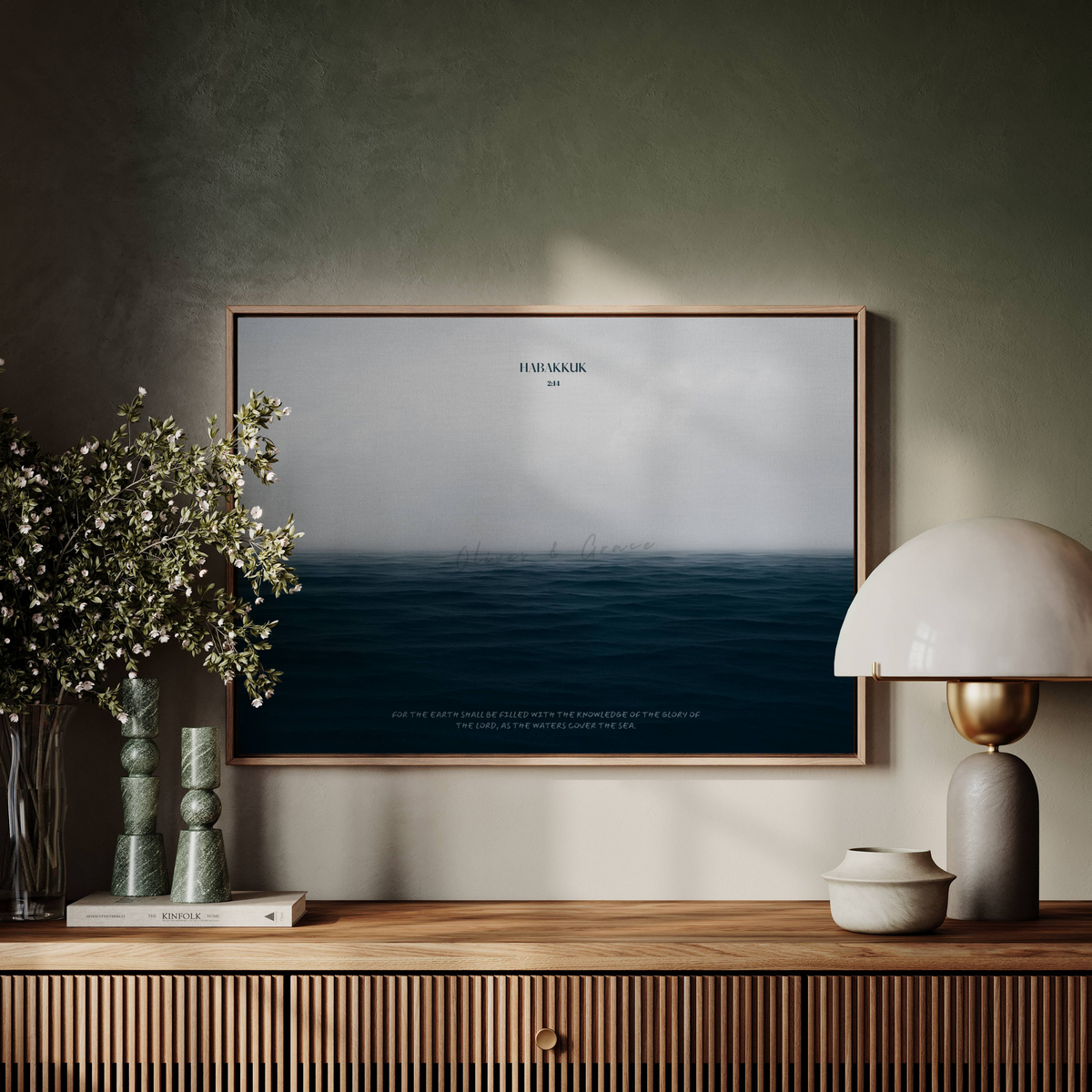 The Sea Nº2 Habakkuk 2:14 Christian wall art print by Olives & Grace fine art scripture print