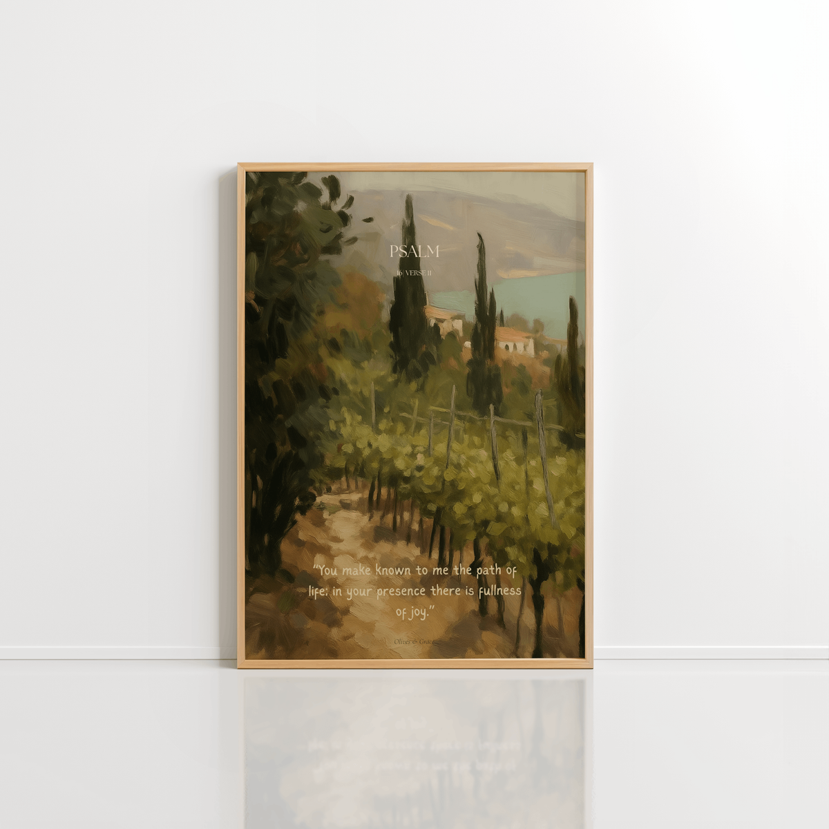 The Vineyard Psalm 16:11 Christian wall art print by Olives & Grace fine art scripture print