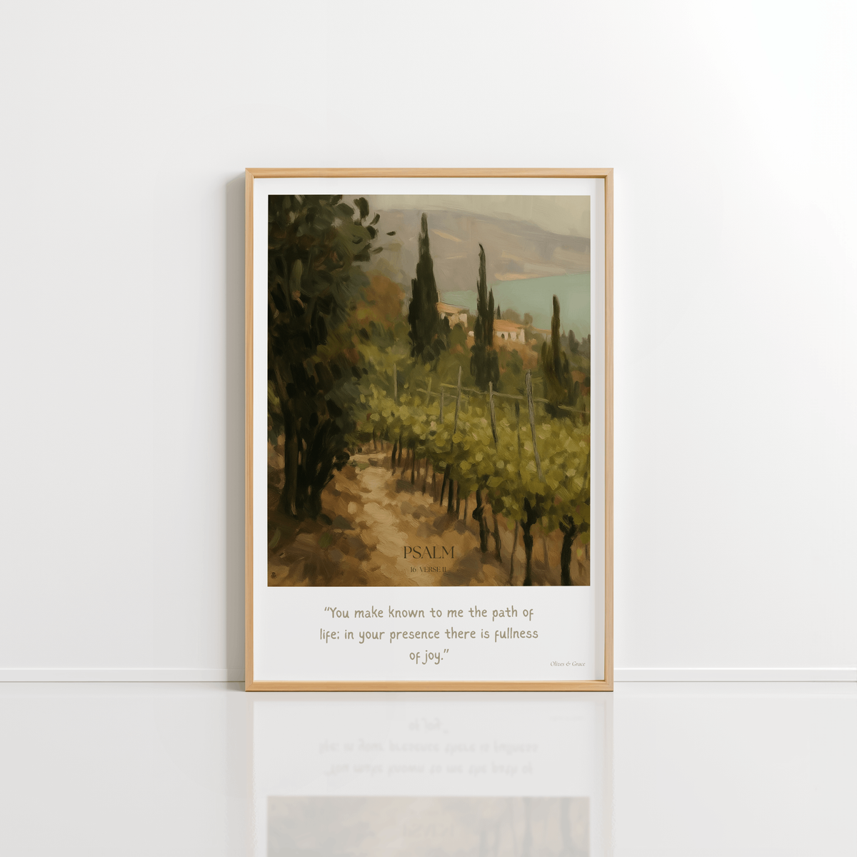 The Vineyard Psalm 16:11 Christian wall art print by Olives & Grace fine art scripture print
