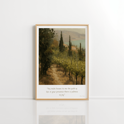 The Vineyard Psalm 16:11 Christian wall art print by Olives & Grace fine art scripture print