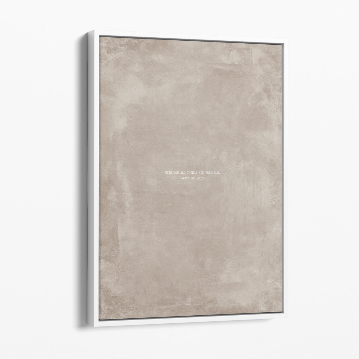 Oat scripture art print with Matthew 19:26 in a white frame