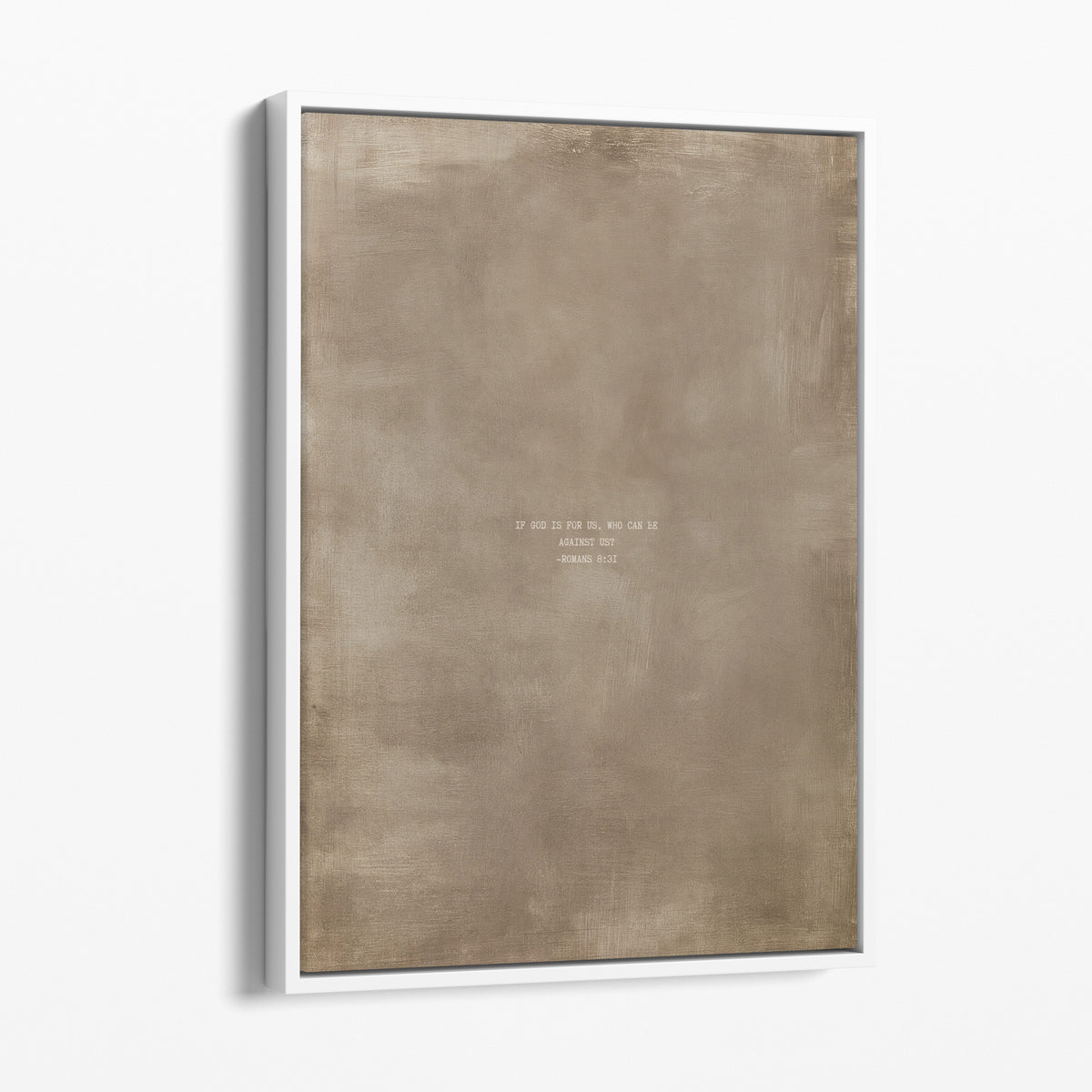 Clay scripture art print with Romans 8:31 in a white frame