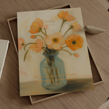 Wildflowers Isaiah 40:8 Christian wall art print by Olives & Grace fine art scripture print