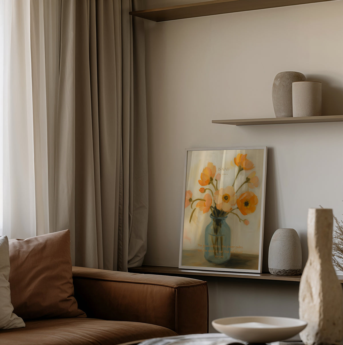 Wildflowers Isaiah 40:8 Christian wall art print by Olives & Grace fine art scripture print
