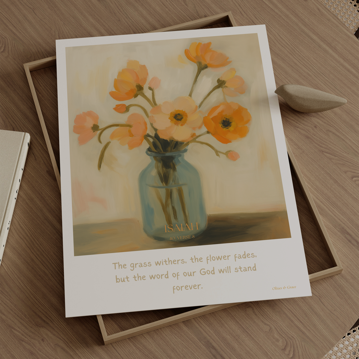 Wildflowers Isaiah 40:8 Christian wall art print by Olives & Grace fine art scripture print