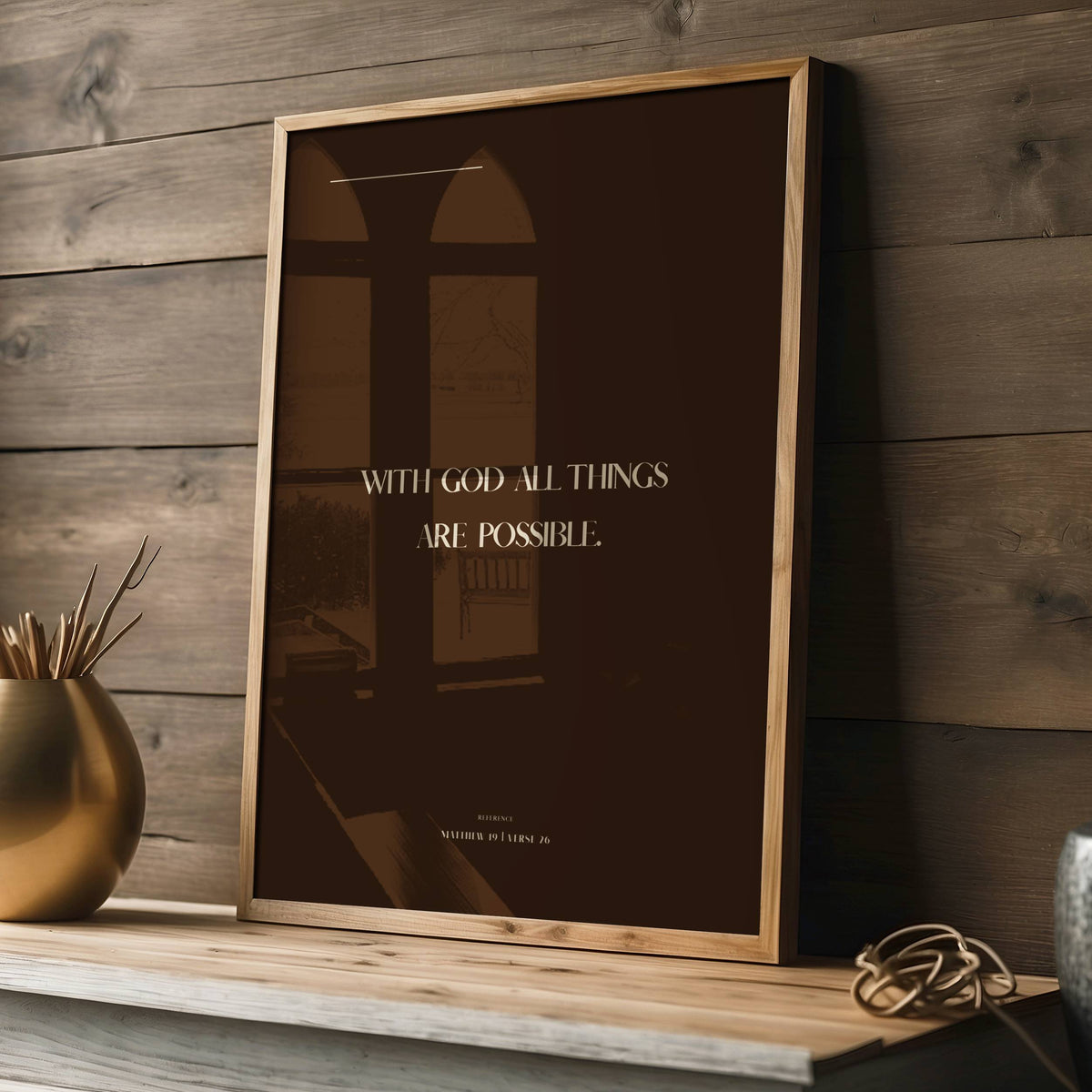 With God Matthew 19:26 Christian wall art print by Olives & Grace fine art scripture print