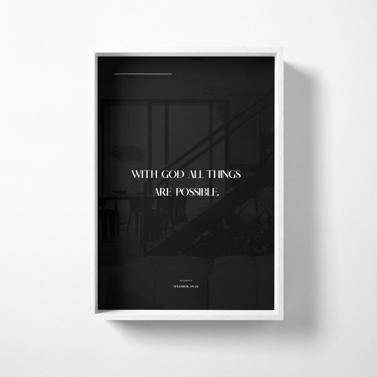 With God Matthew 19:26 Christian wall art print by Olives & Grace fine art scripture print