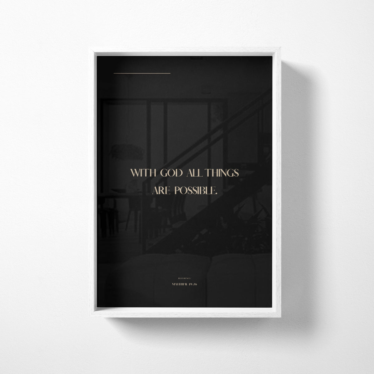 With God Matthew 19:26 Christian wall art print by Olives & Grace fine art scripture print
